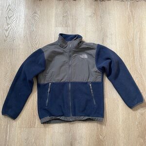 The North Face Blue Puffer Jacket with Stand-Up Collar